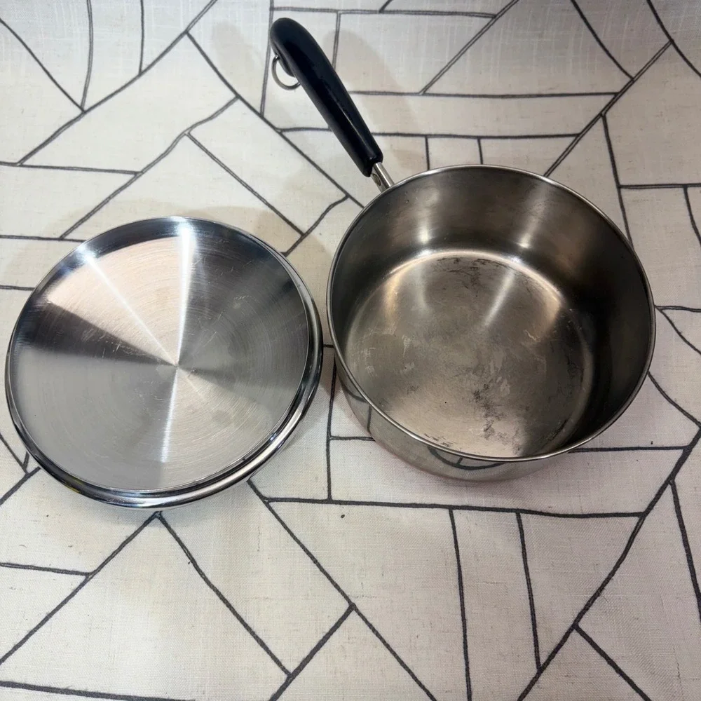 Revere Ware Saucepan 2 Quart Silver Copper Clad Bottom Vintage Stainless Steel